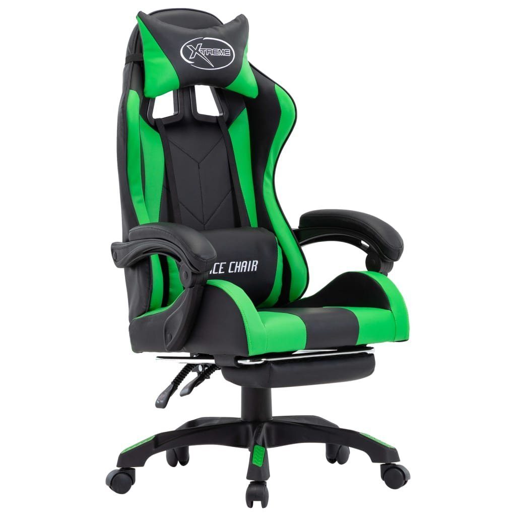 | Grün Gaming-Stuhl Schwarz mit und Bürostuhl und Grün vidaXL (1 St) Fußstütze Grün Schwarz Kunstleder und Schwarz