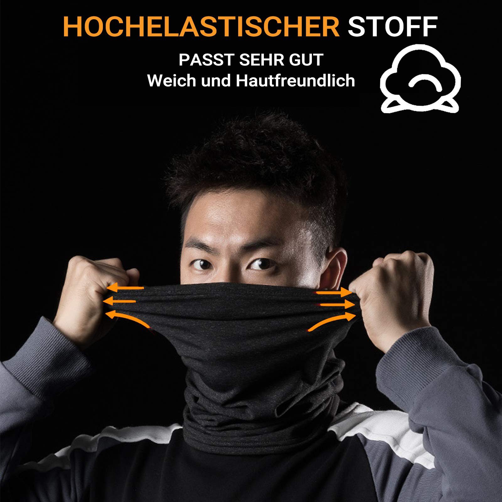 ROCKBROS Multifunktionstuch Sturmhaube Nackenwärmer Winterdicht Radfahren Balaclavas Atmungsaktiv, Schlauchtuch, Halstuch schwarz Herren/Damen) für (Hochelastisch Warm Gesichtsbedeckung