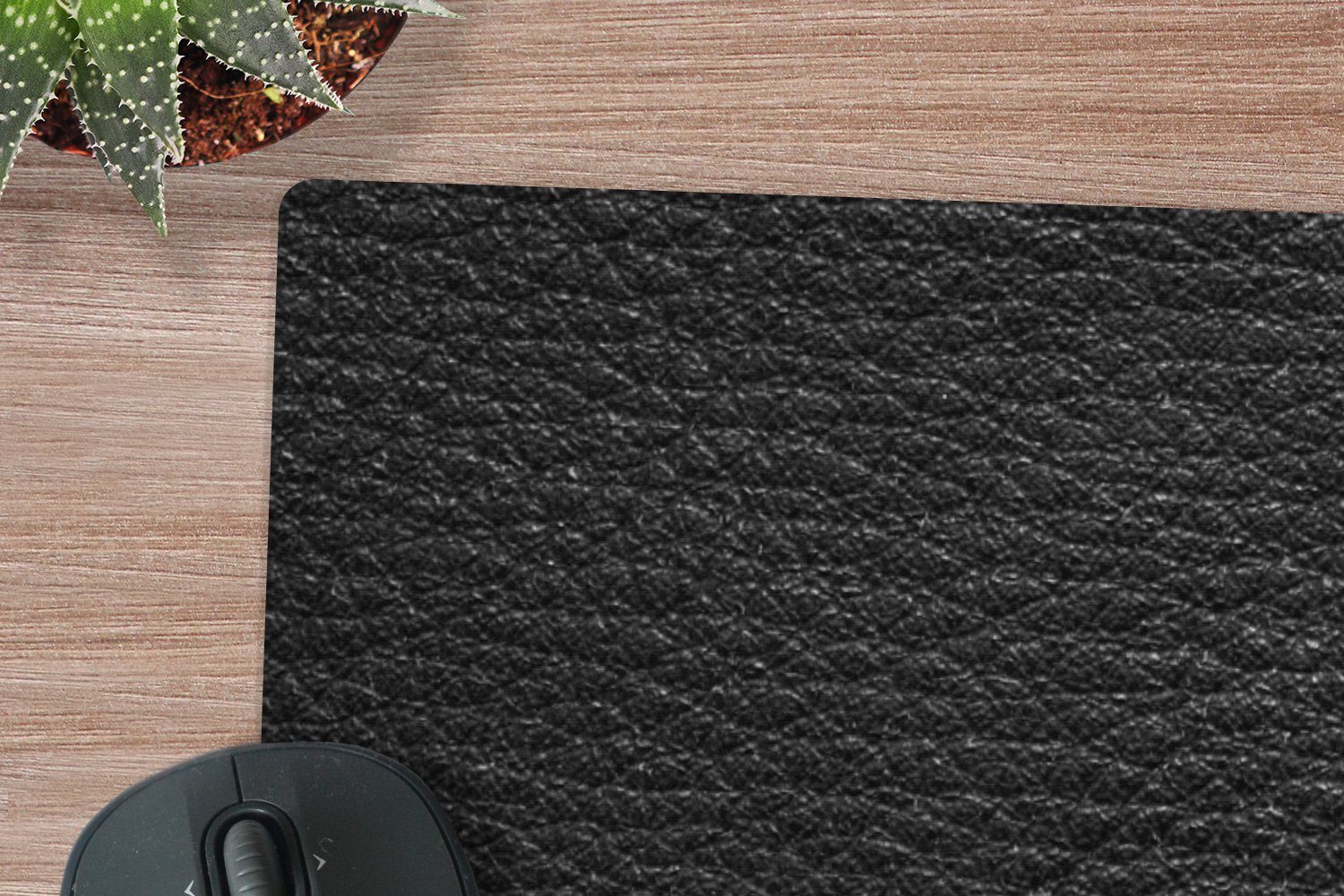 MuchoWow Mauspad Leder - Lederoptik - Schwarz - Grau - Druck (1-St), Mauspad XXL, Schreibtischunterlage groß, Gaming Setup, 90x60 cm