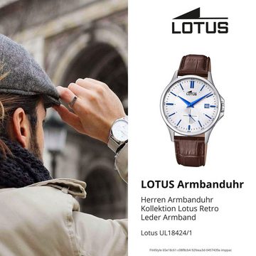 Lotus Quarzuhr Lotus Herren Uhr Elegant L18424/1 Leder, Herren Armbanduhr rund, groß (ca. 40mm), Lederarmband braun
