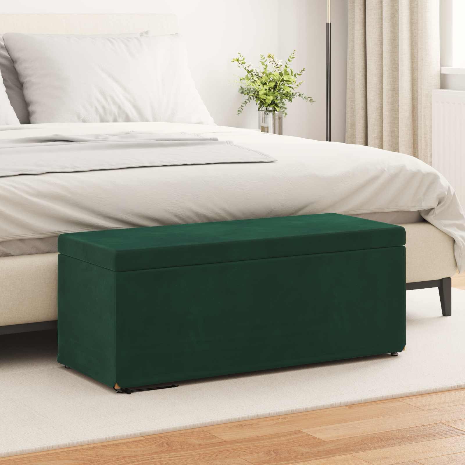 furnicato Hocker 101 x 41 x 40 cm Dunkelgrün, Weich gepolsterte Sitzbank mit Bun-Fußbeinen für dein Esszimmer