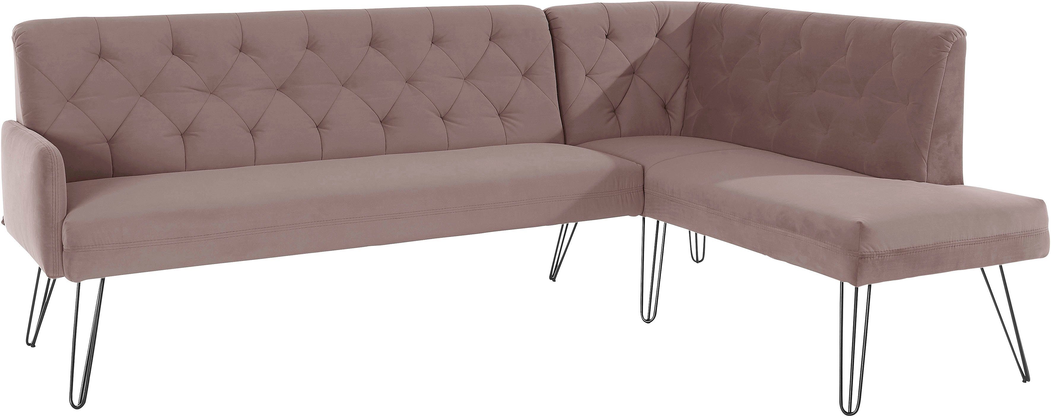 exxpo - sofa fashion Eckbank Doppio, Chesterfield Optik, komfortabel und bequem, hohe Designfüße, Frei im Raum stellbar. Reduzierter Preis € 1.261,34. Unverbindliche Preisempfehlung € 1.942,00