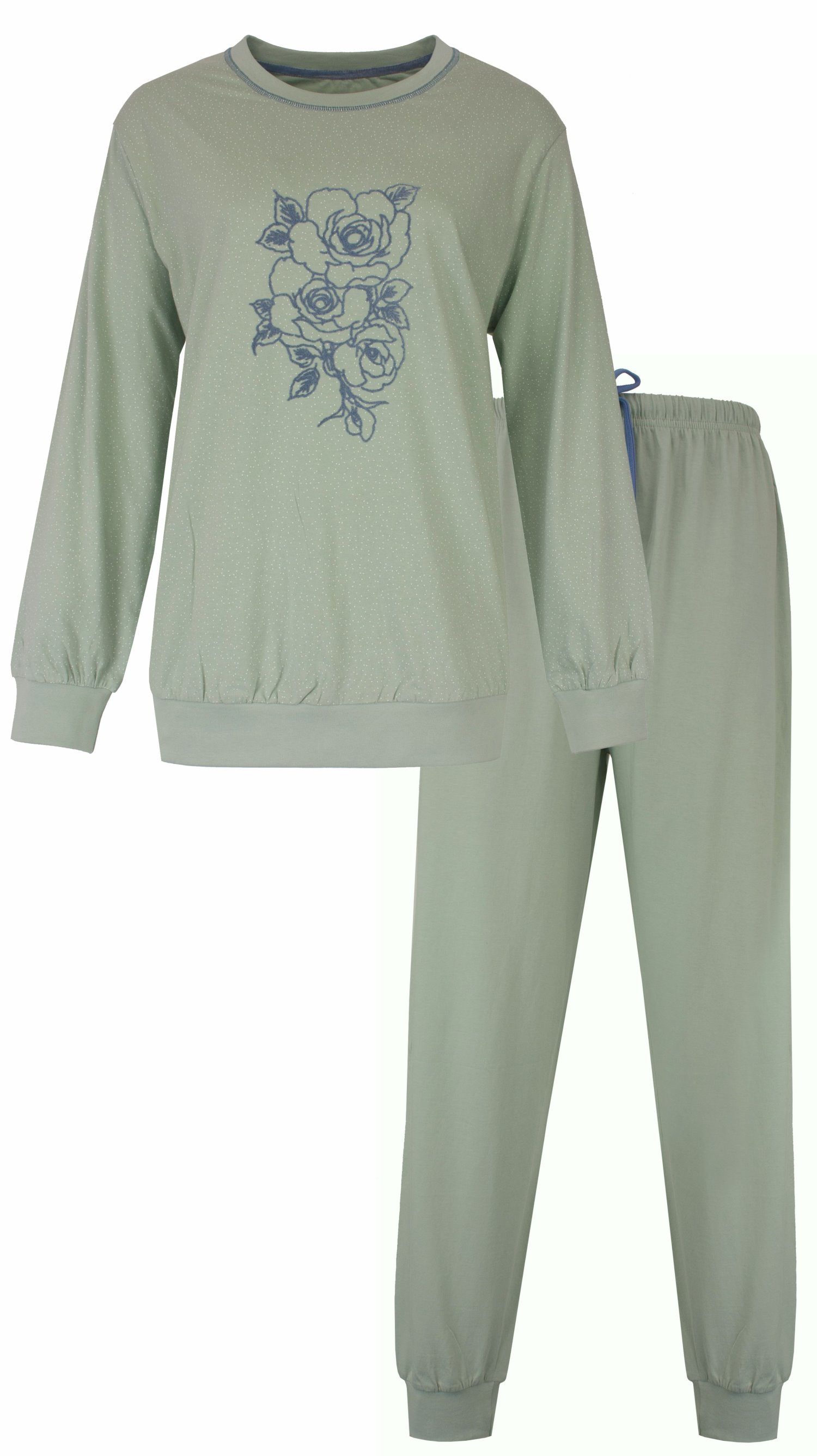 Tenderness Schlafanzug Damen Pyjama lang mit Bündchen (2 tlg) Baumwolle günstig online kaufen