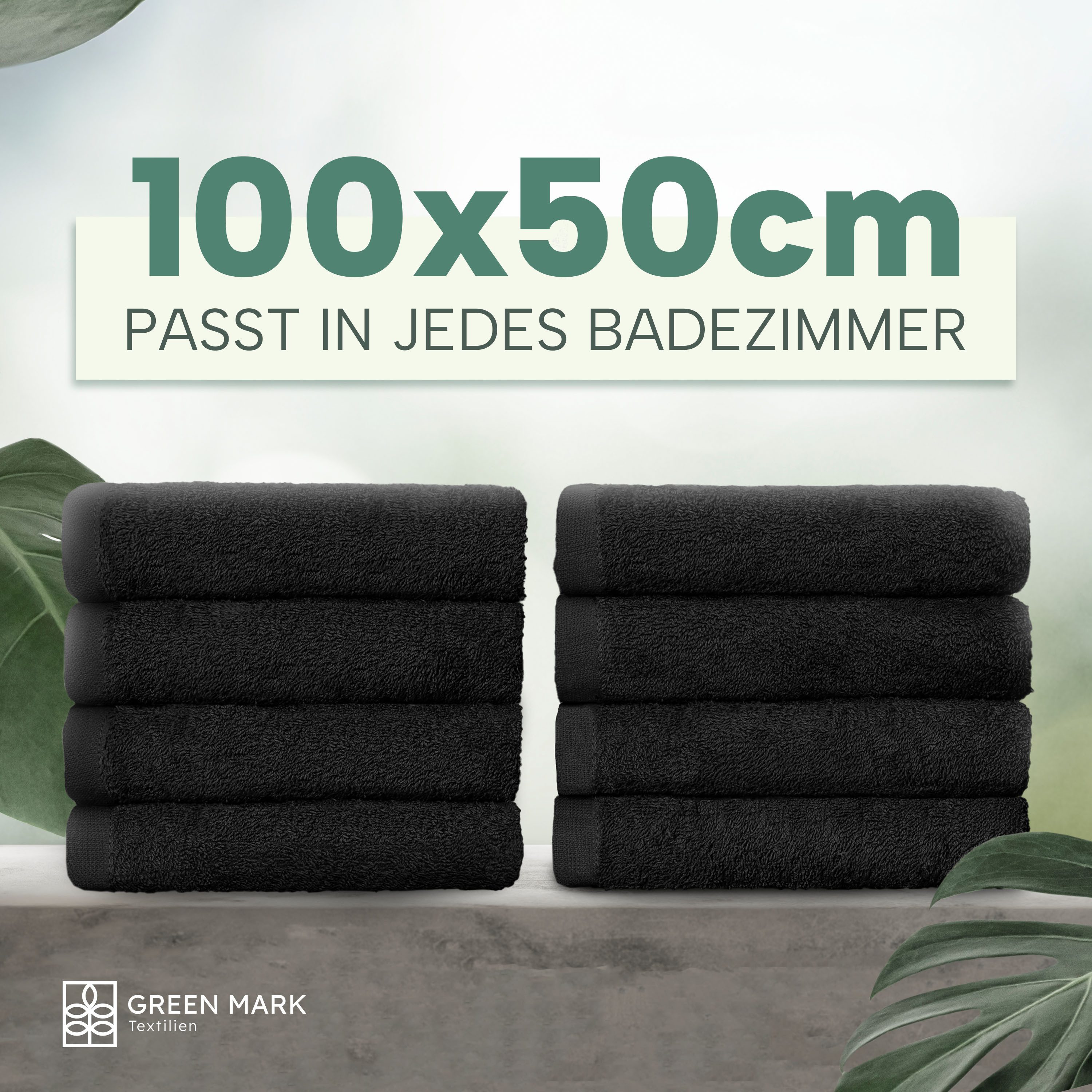 NatureMark Handtücher 8er-Sparpack Handtücher 50x100cm, Baumwolle (8-St), 8X Handtücher, 100% Baumwolle, Schwarz, 50 x 100cm – Bild 3 von 5