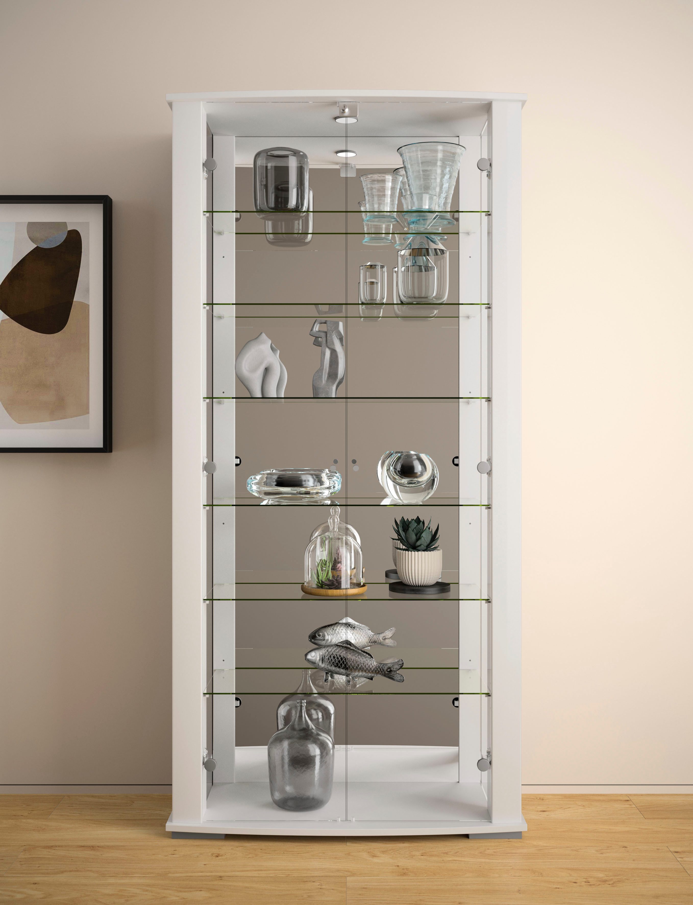 fif möbel Vitrine STELLA Standvitrine/Glasvitrine 2x Glastür,perfekt für Sammler,Sammlervitrine