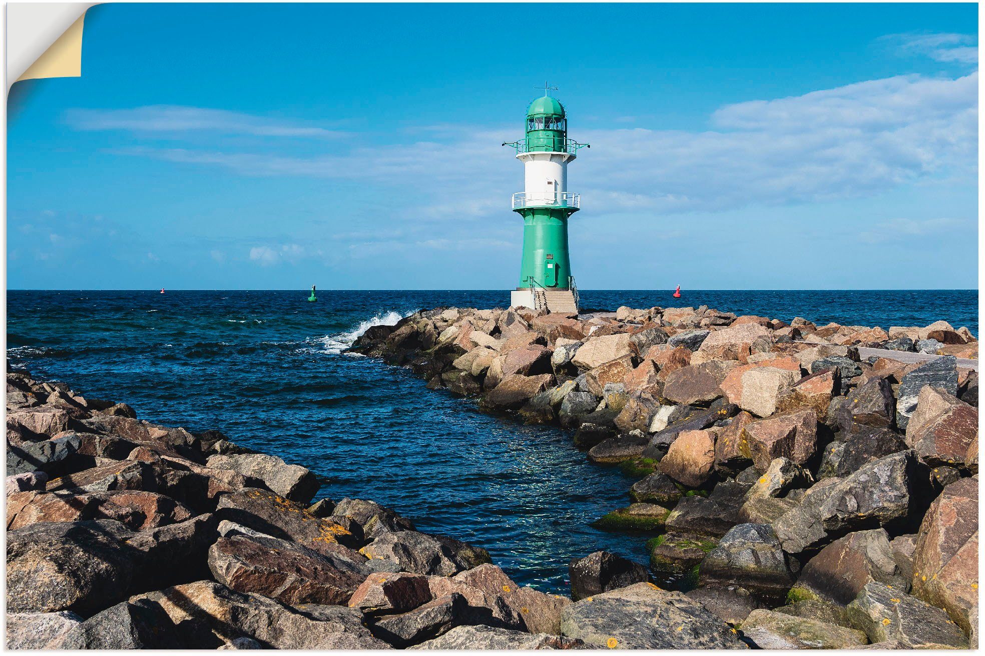 oder Warnemünde (1 Leinwandbild, versch. in Ostseeküste in Mole an Alubild, St), Gewässer Wandaufkleber Wandbild als Poster der Artland I, Größen