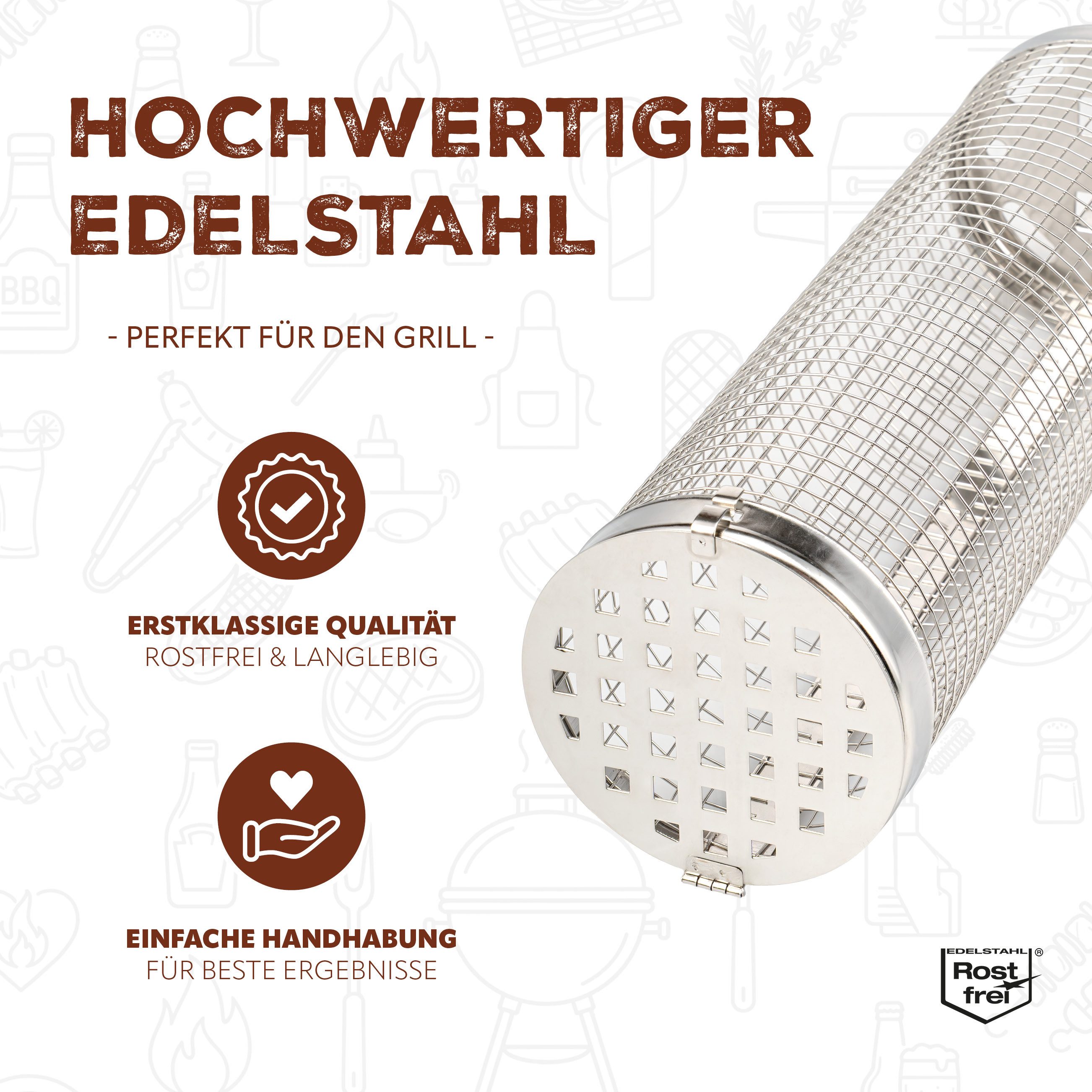 eluno Grillplatte Grillkörbe 2er Set aus Edelstahl (2-St., unterschiedliche Größen), abnehmbare Griffe – Bild 5 von 5