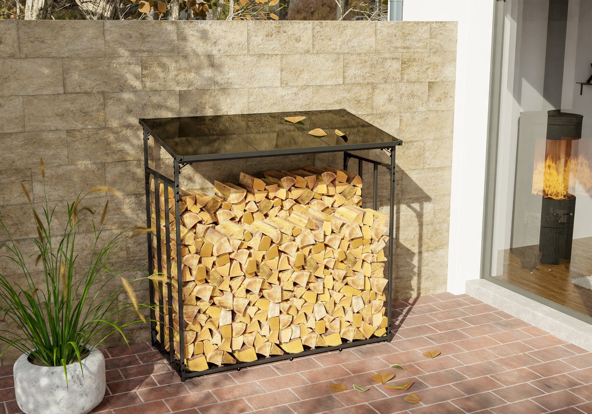 CLP Kaminholzregal Unterstand Ruston S, BxTxH:143x70x145 günstig online kaufen