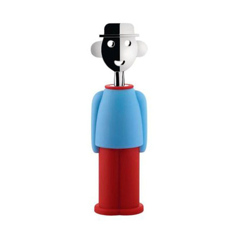 Alessi Korkenzieher Korkenzieher Alessandro M. 21 cm hellblau/rot, Korkenzieher Alessandro M., Ø6cm, thermoplastisches Harz, mehrfarbig