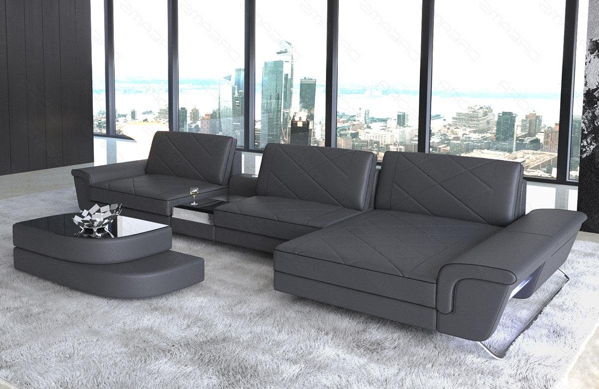Sofa Dreams Ecksofa Leder Sofa Bari L Form Ledersofa, Couch, mit LED, verstellbare Rückenlehnen, Designersofa