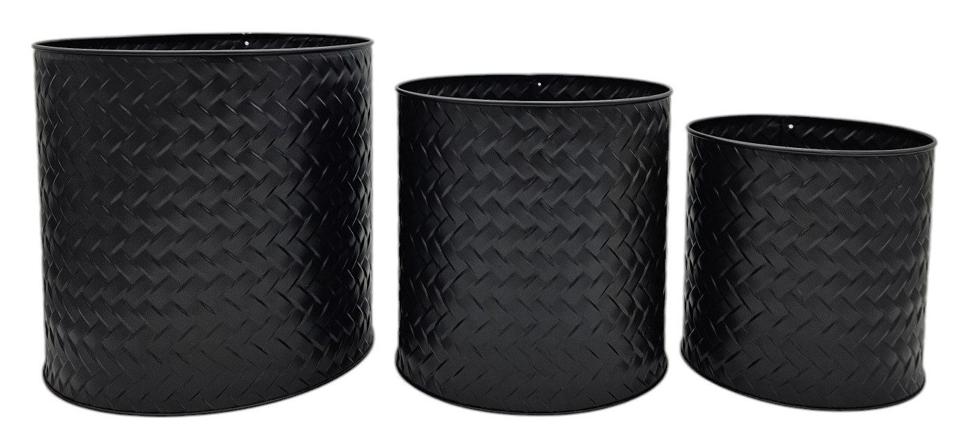Meinposten Blumentopf Blumentopf Übertopf Pflanzenkübel 3er Set schwarz run günstig online kaufen