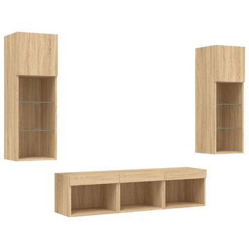 vidaXL TV-Schrank 5-tlg. Wohnwand mit LED-Beleuchtung Sonoma-Eiche Holzwerkstoff (5-St)