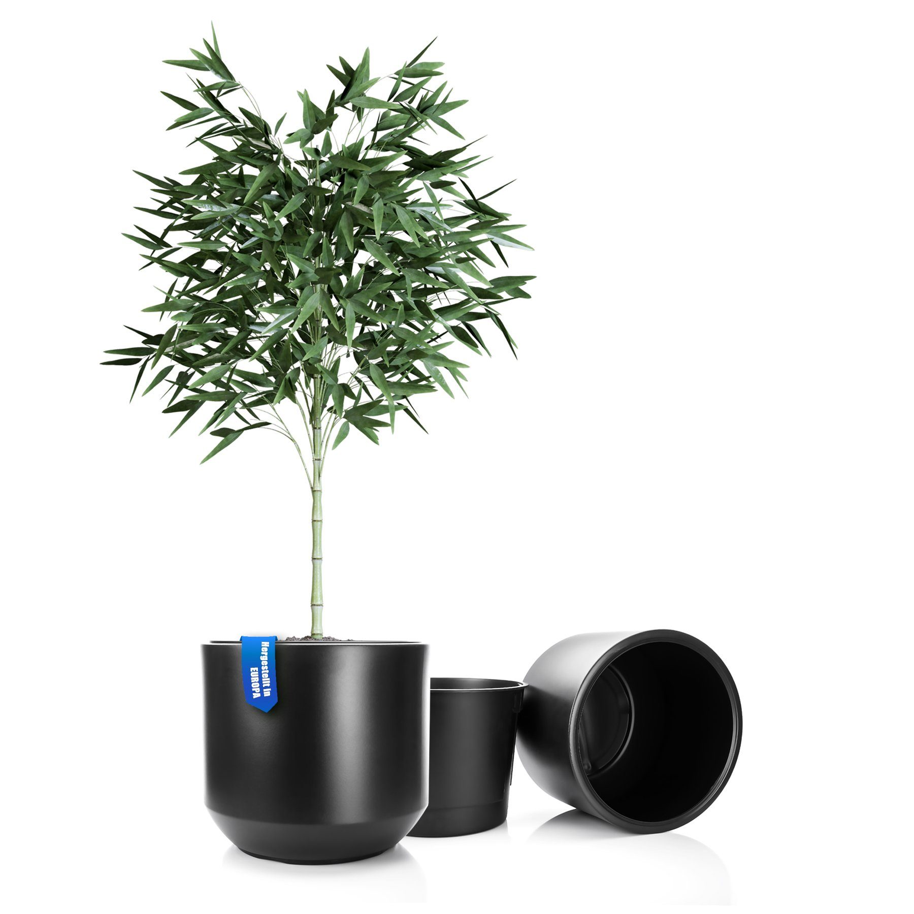 BigDean Blumentopf 2x Pflanzkübel Style ø 46 cm anthrazit wetterfester Blumenkübel (Set, 2 St., Pflanzkästen), Runder Blumentopf, ca 46cm durchmesser, Wetterfest