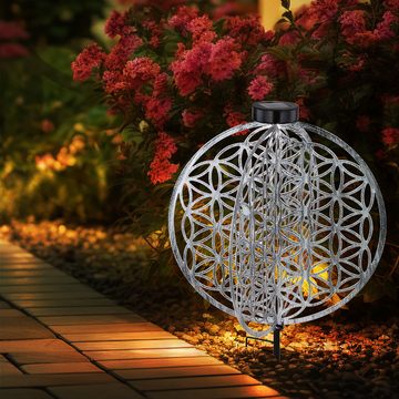 Globo LED Solarleuchte, LED-Leuchtmittel fest verbaut, Warmweiß, Solarlampe orientalische Dekoleuchte Gartenlampe Lebensblume 2er Set