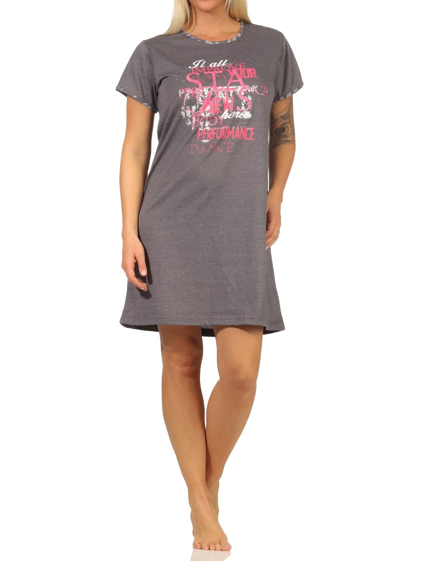 RELAX by Normann Nachthemd Damen kurzarm Nachthemd mit tollem Motiv - 67140