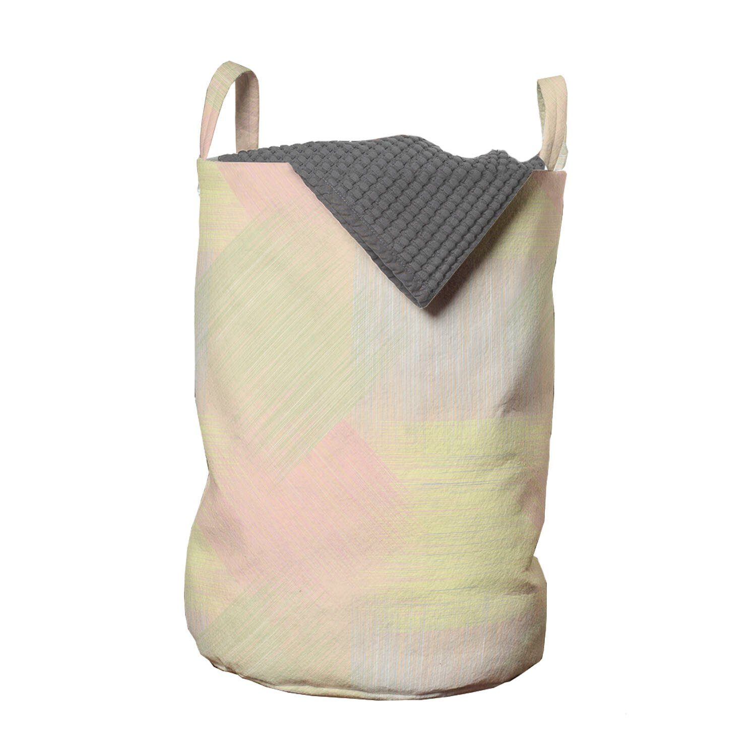Abakuhaus Wäschesäckchen Wäschekorb mit Griffen Kordelzugverschluss für Waschsalons, Geometrisch Pastellweinlese-Linien