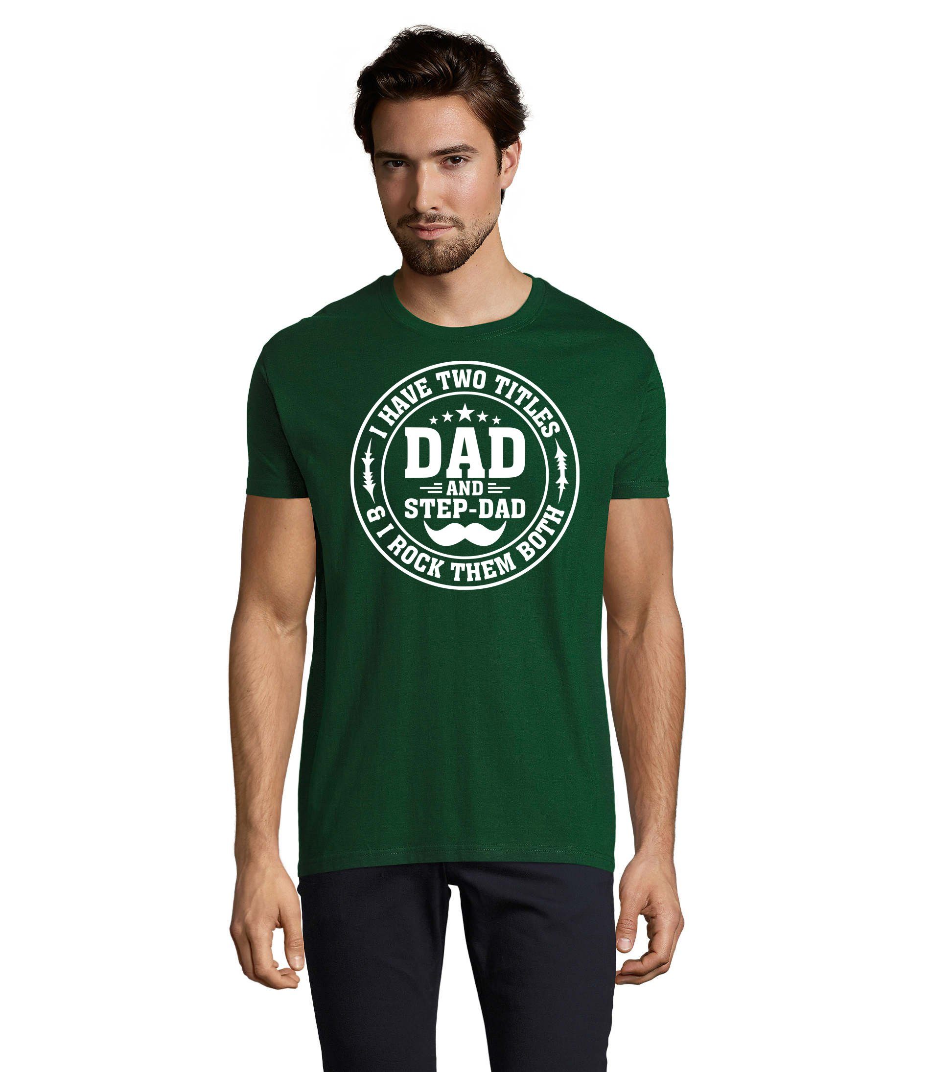 Tag Stiefvater Dad Blondie T-Shirt Rundhals Herren Brownie Vater Flaschengrün Stap & Papa