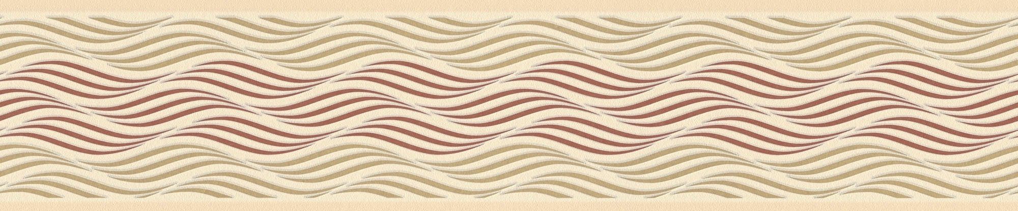 A.S. Création Bordüre Only Borders 11, strukturiert, Streifen, abstrakt, matt, Tapete Bordüre Wellen Metallic beige/braun