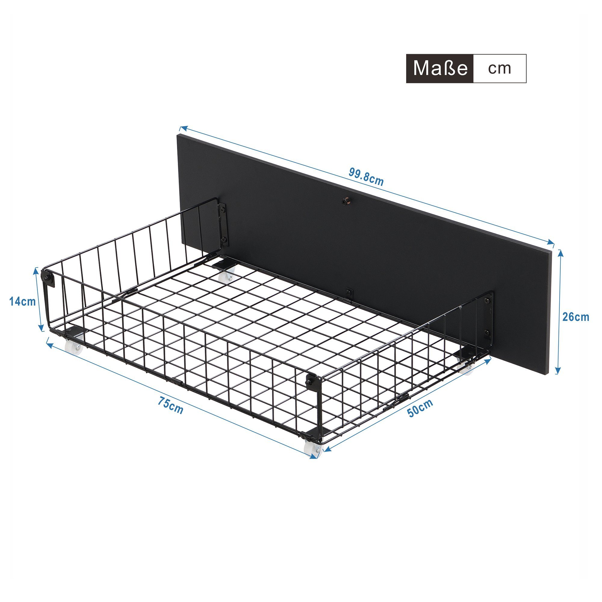 Metallbett (Doppelbett), mit Kopfteil, Lattenrost und 2 Schubladen 140x200 cm