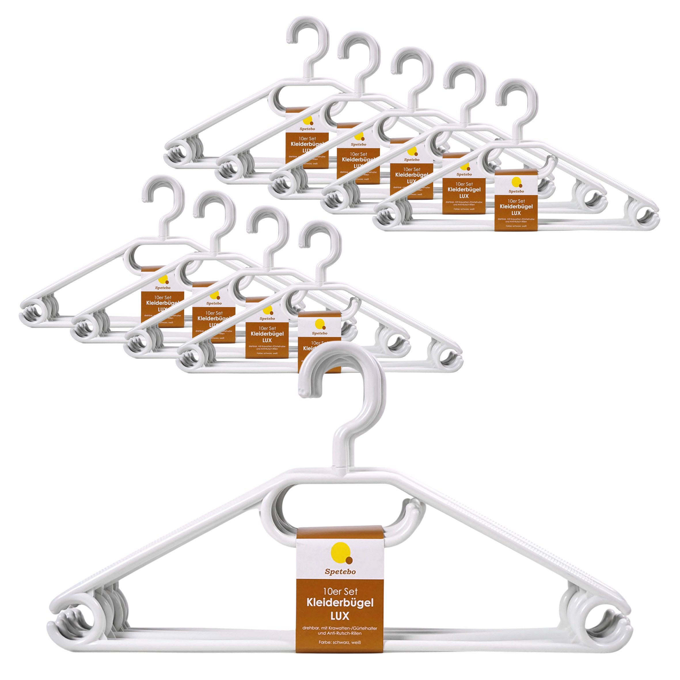 Spetebo Kleiderbügel Kunststoff Kleiderbügel mit Hosenstange - 100 Stück / günstig online kaufen