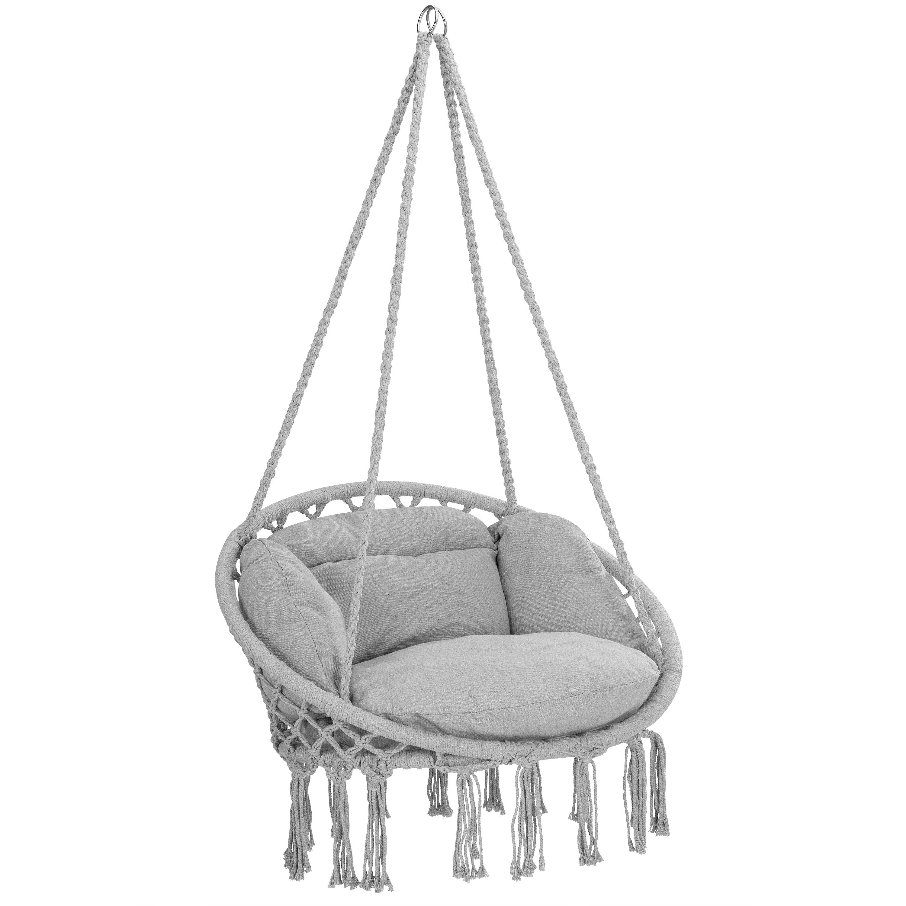 Detex Hängesessel (1-St), 150kg belastbar weiche Kissen Hängestuhl Garten Indoor Outdoor