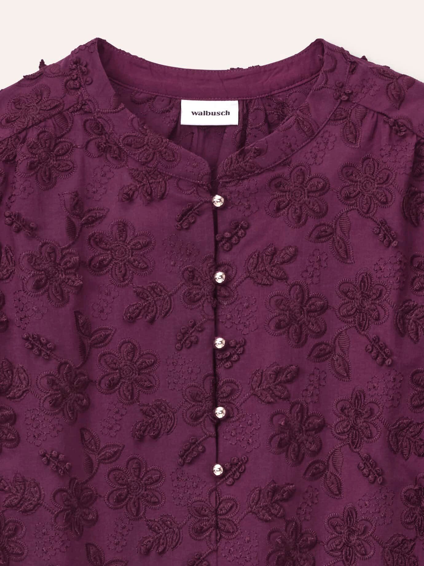 Walbusch Langarmbluse Damen Bluse mit Blütenstickerei Stehkragen Langarm, pflegeleicht, atmungsaktiv – Bild 4 von 4
