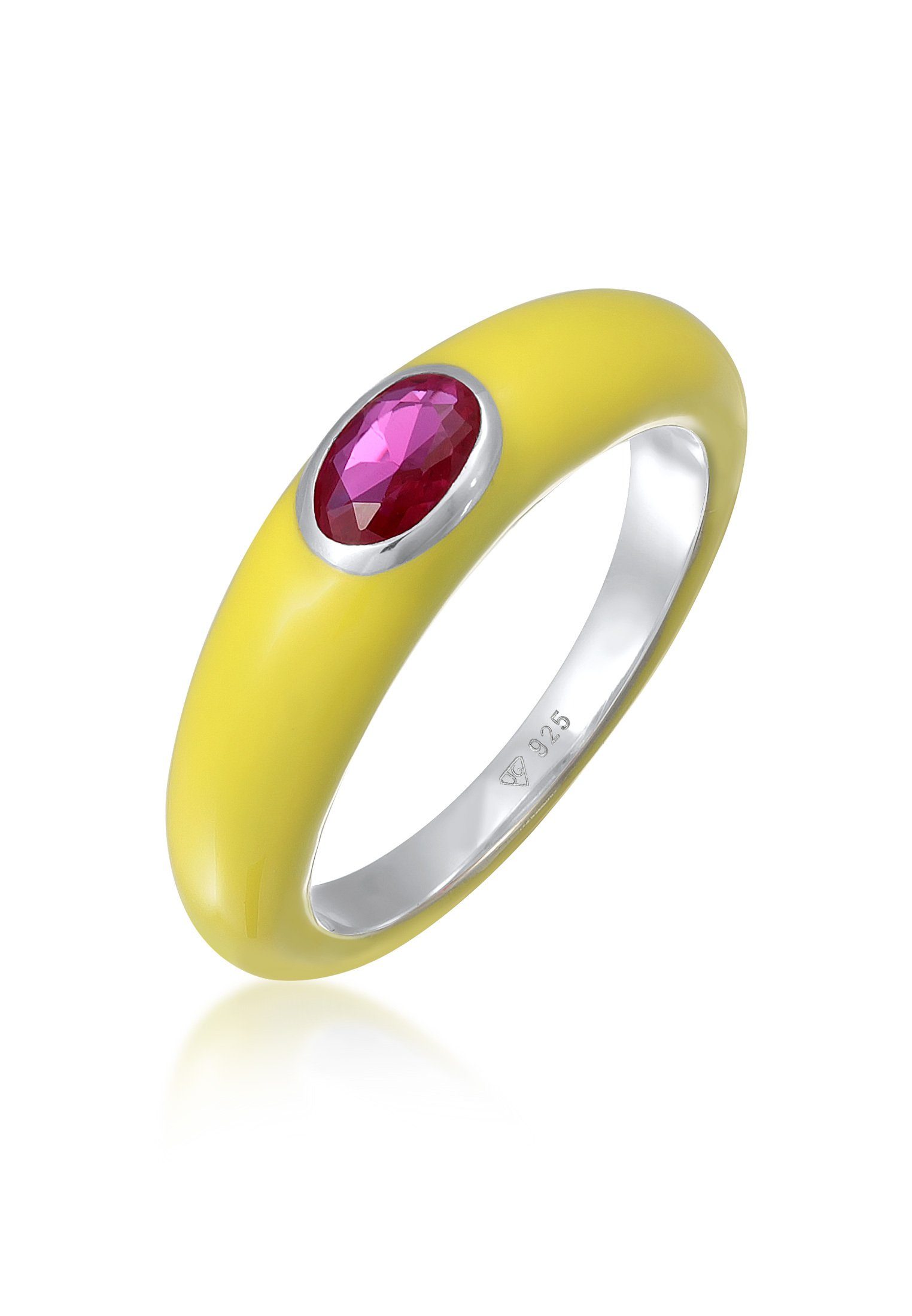 Elli Fingerring Zirkonia Oval Solitär Emaille günstig online kaufen