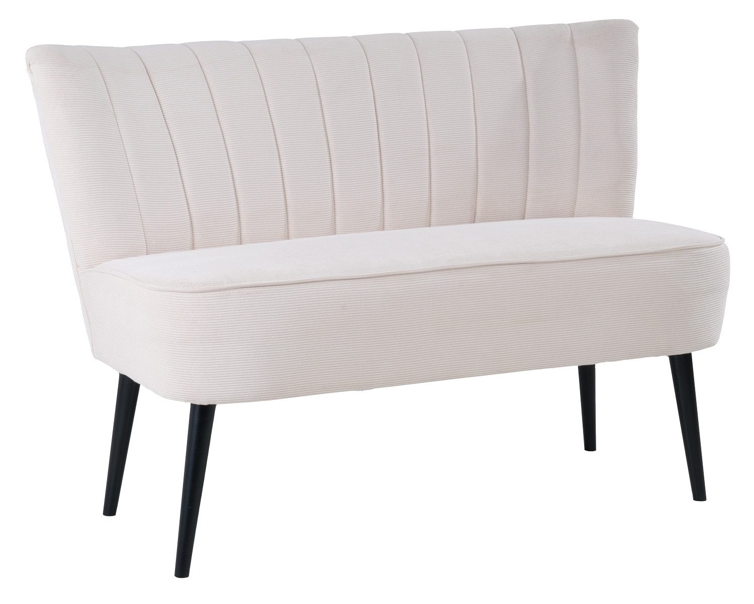 Sitzbank ZUSANNA, Creme, Schwarz, Cordbezug, Massivholz, B 130 x H 87 x T 71 cm