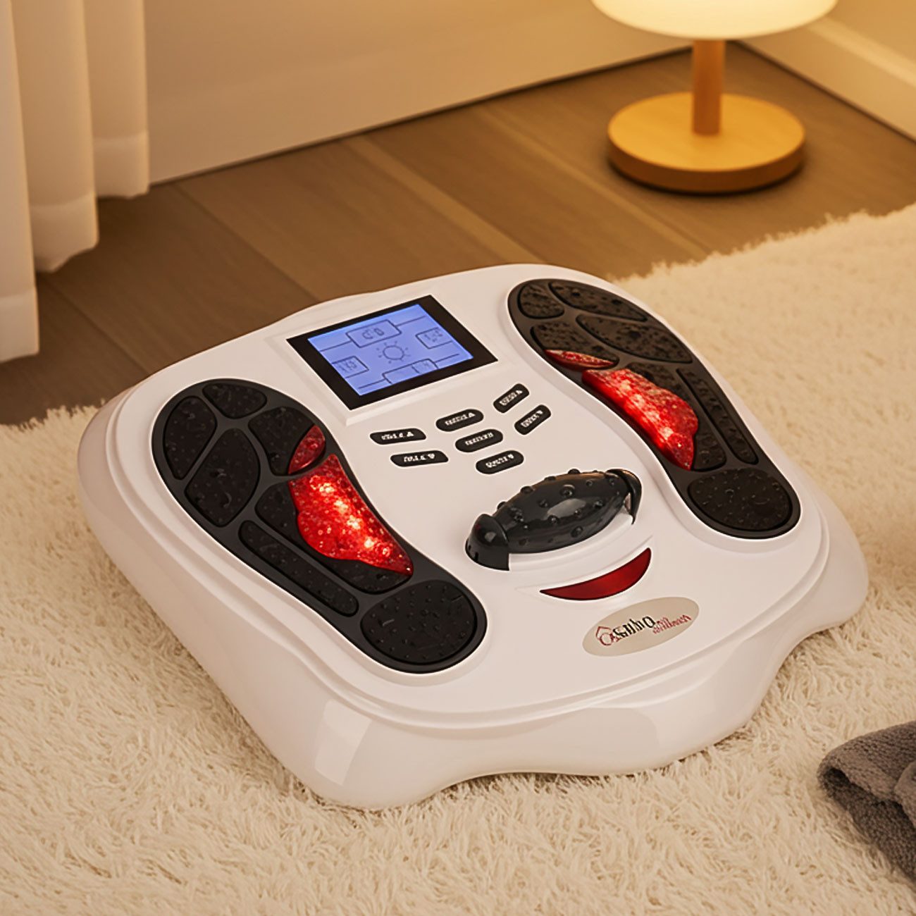 Casativo Fußmassagegerät Fussreflexzonen-Massagegerät mit IR-Wärme & Reizstrom für fitte Füsse, 25 voreingestellte Programme und 99 Intensitätsstufen