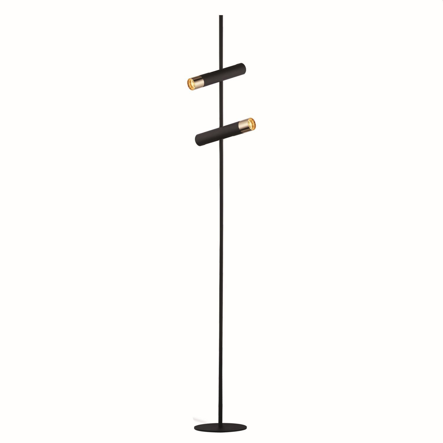 Licht-Erlebnisse Stehlampe JORDAN, LED, Warmweiß, LED 151 cm in Schwarz Gold 3000 K 526 lm Metall Modern Wohnzimmer