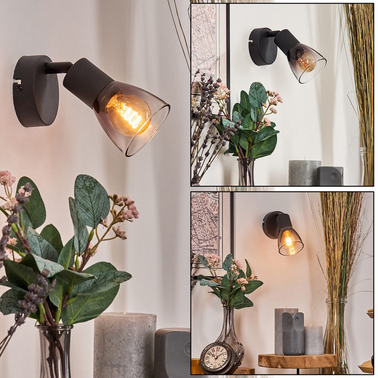hofstein Wandleuchte moderne Wandlampe aus Metall/Glas günstig online kaufen
