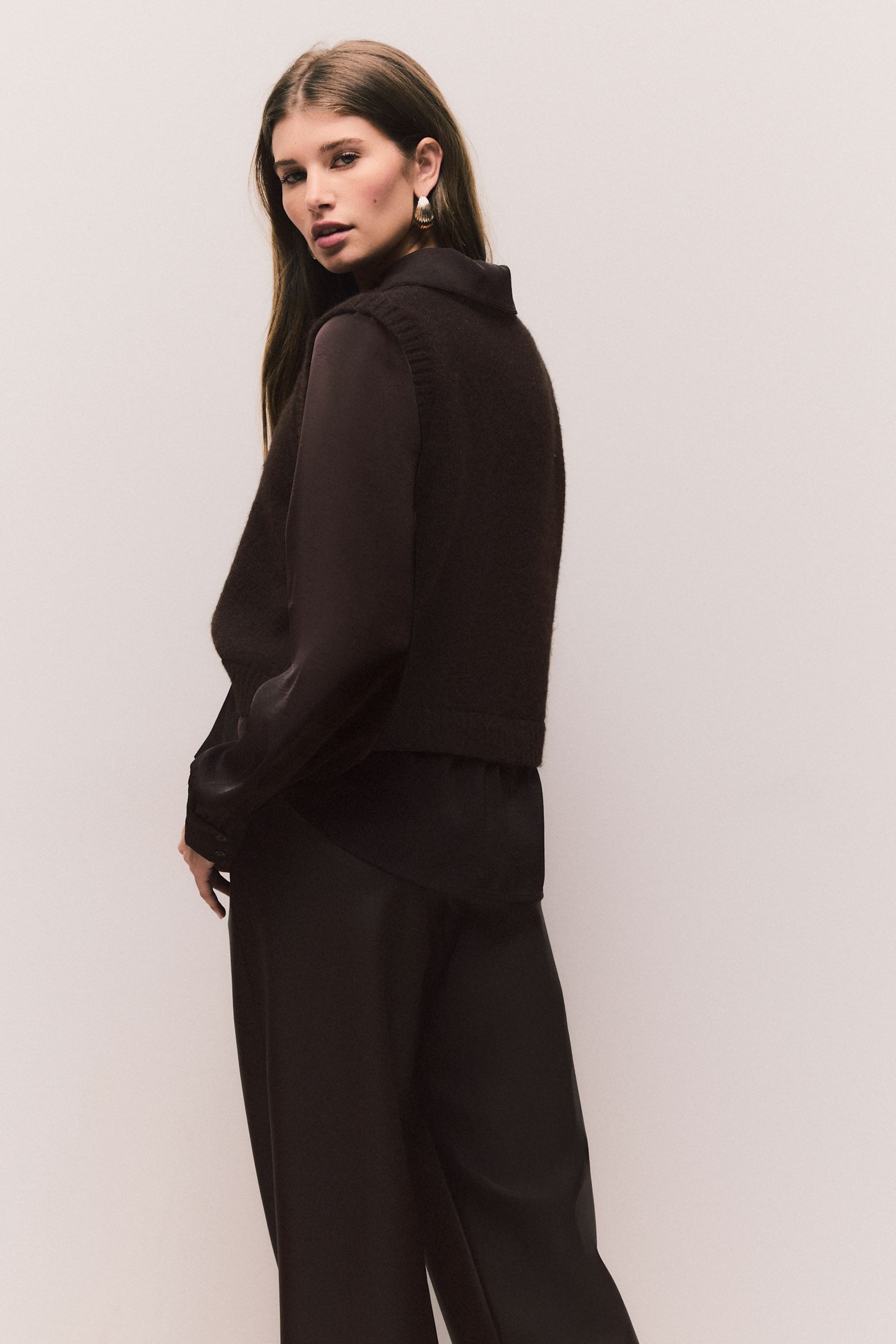 Next Pullunder Strick-Tanktop mit Satin-Hemdlage (1-tlg) günstig online kaufen