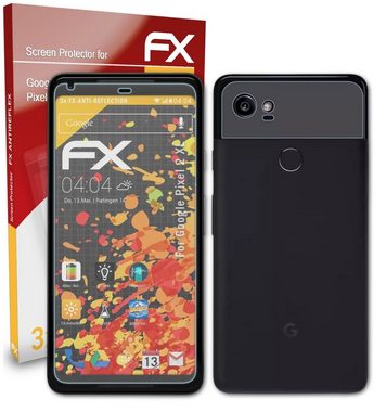 atFoliX Schutzfolie für Google Pixel 2 XL, (3er Set), Entspiegelnd und stoßdämpfend