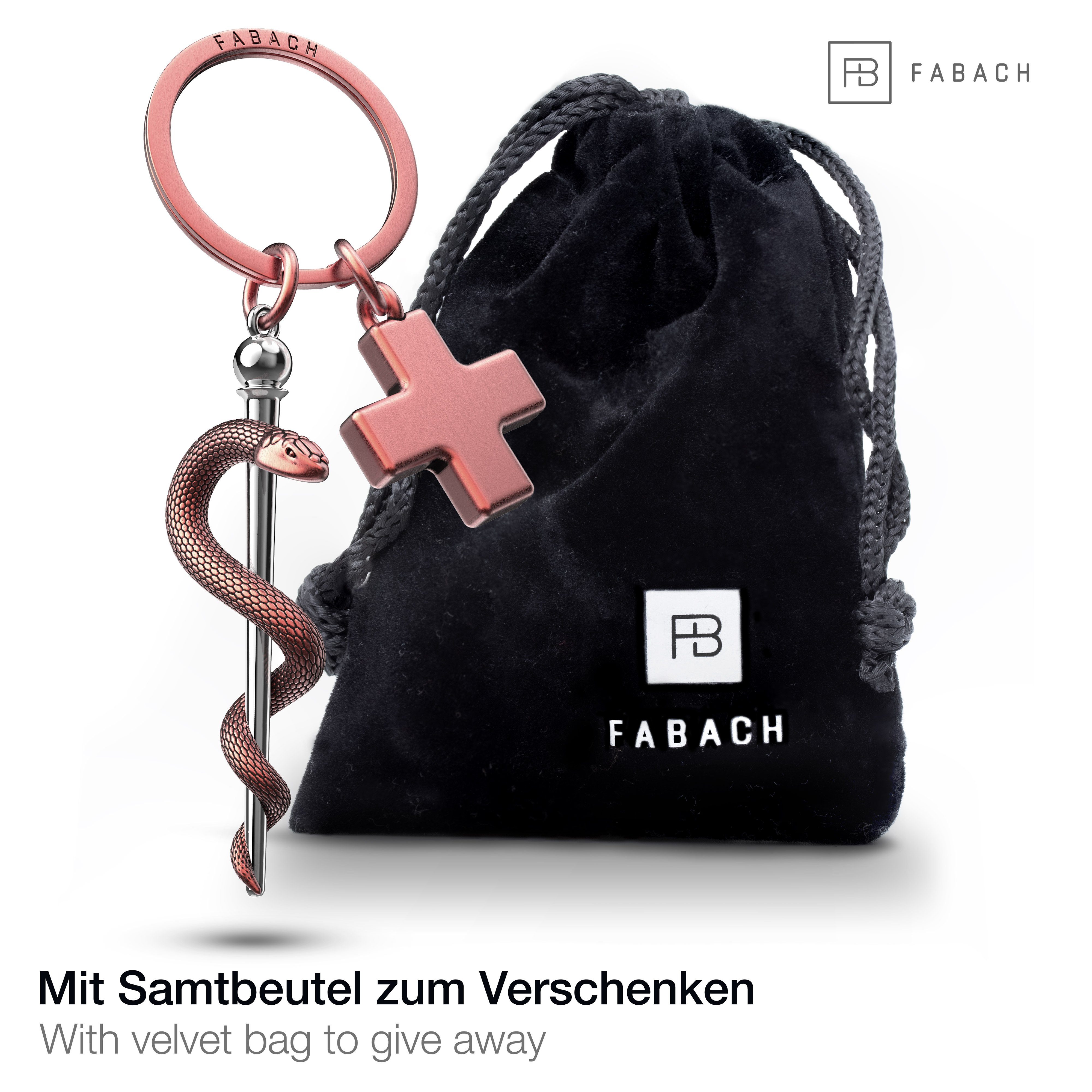 FABACH Schlüsselanhänger Äskulapstab Asklepios Schlüsselanhänger mit medizinischem Kreuz – Bild 2 von 5