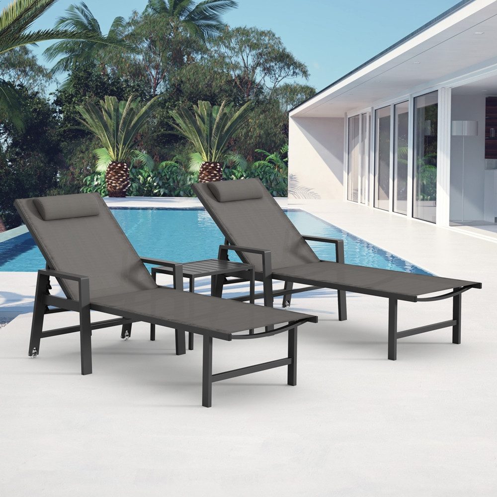 Melko Gartenliege Gartenmöbel Set Aluminium 2x günstig online kaufen