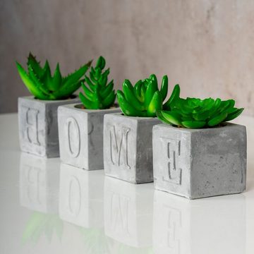 Kunstpflanze, Levandeo®, levandeo 4er Set Sukkulenten Im Betontopf Je 5x9cm Home Beton