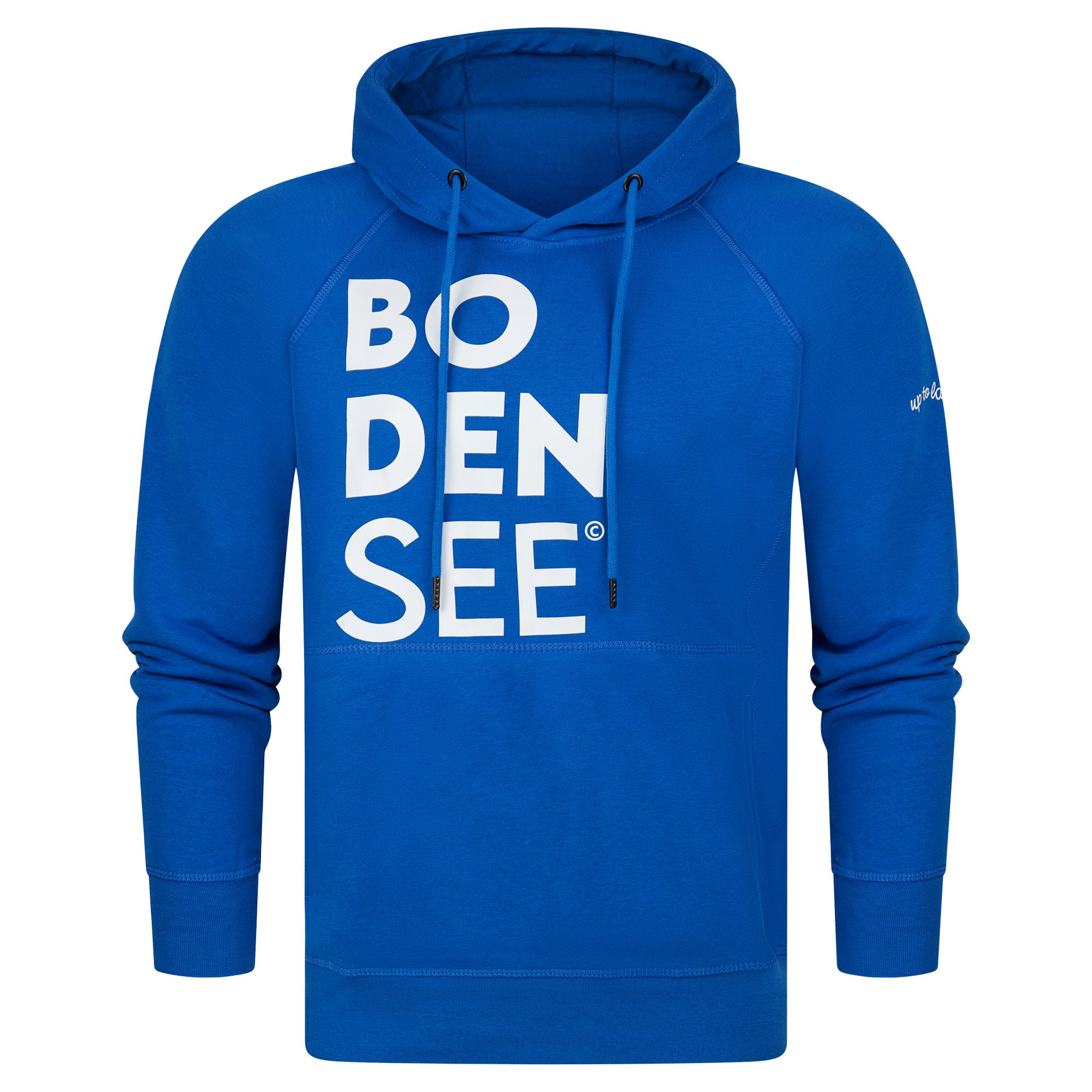 weicher Hoodie Bodensee uptolake Bio design Schriftzug Heeren in Baumwolle für mit Cobalt-Blau/Weiß