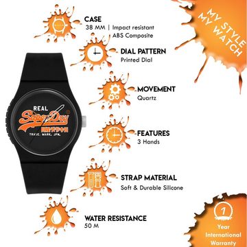 Superdry Quarzuhr, Superdry Herren Analog Quarz Uhr mit Silicone Armband SYG280BO