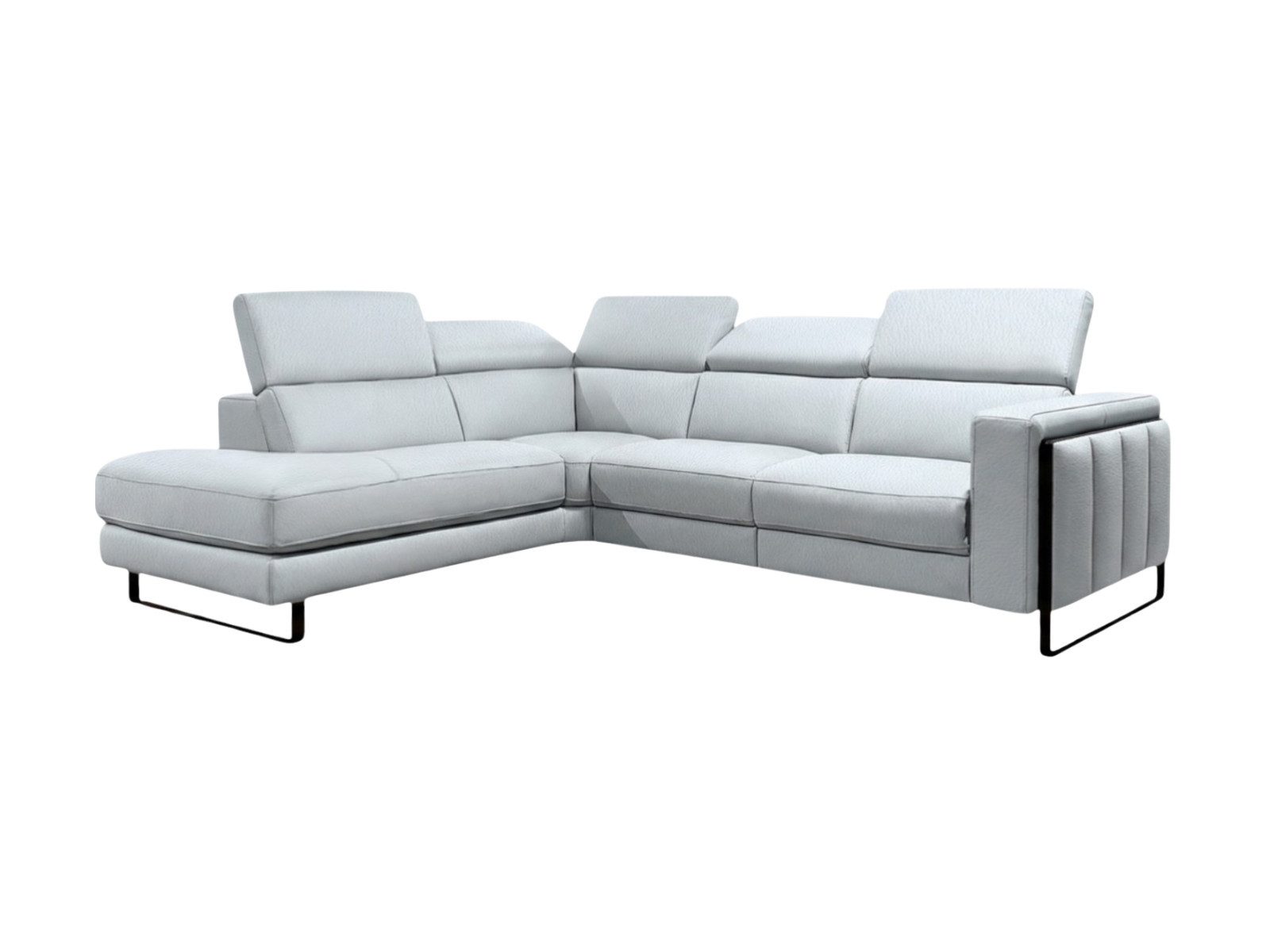 Villa Möbel Ecksofa Marchesi, L-Form 1 Teile, Echtleder-Ecksofa mit Kopfteilverstellung fürs Wohnzimmer