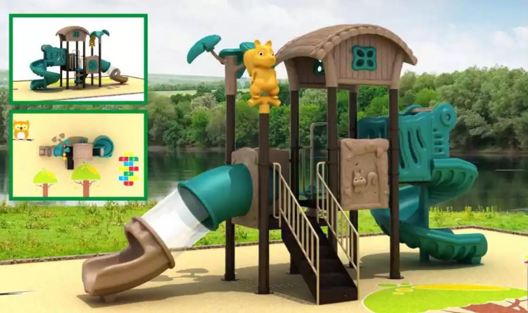 Xlmoebel Spielturm Bunter Kunststoff-Spielturm mit Rutsche und Klettermöglichkeiten, Hergestellt in Europa