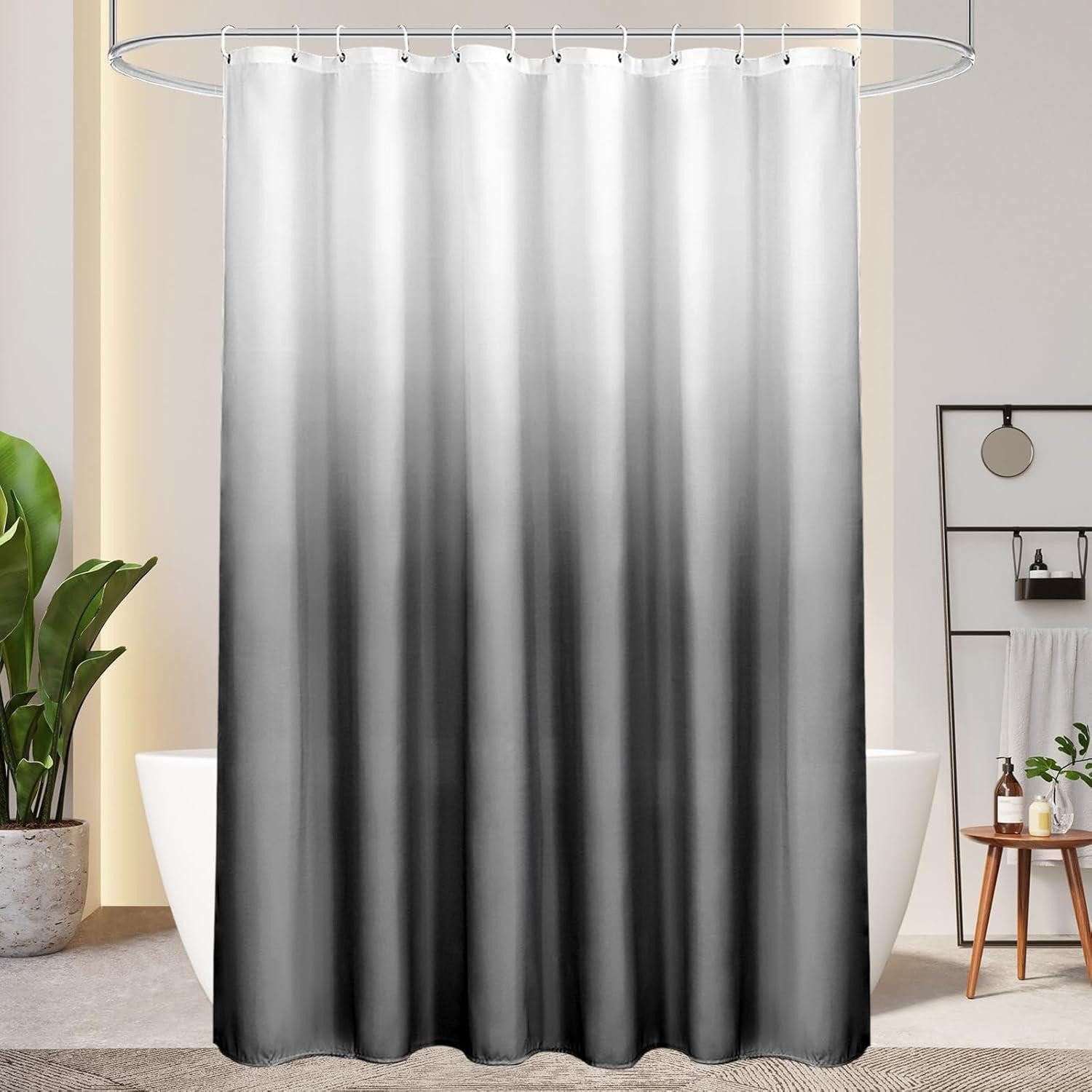 AooHome Duschvorhang Duschvorhang 180x190cm Textil Grau wasserdicht mit beschwertem Saum