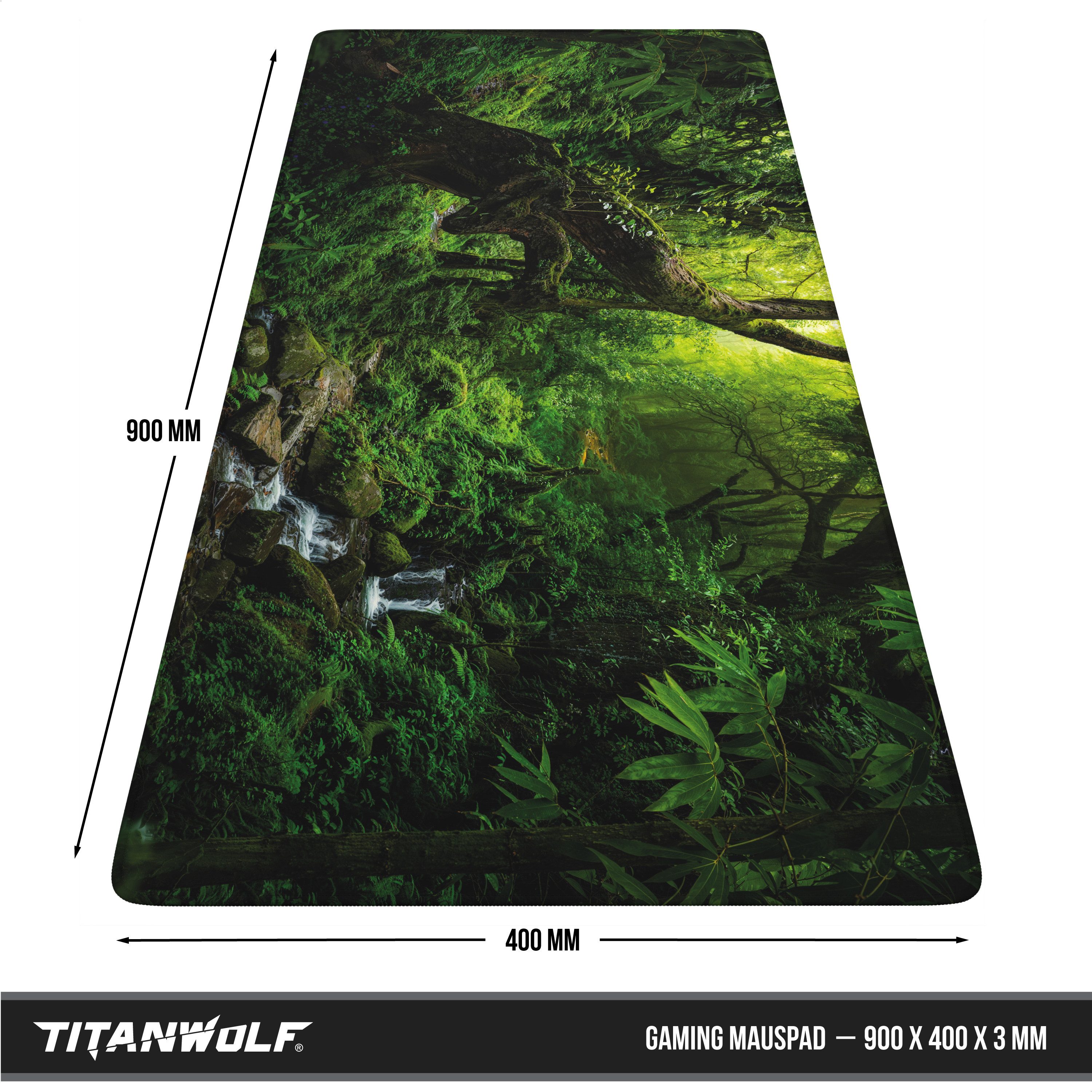 Titanwolf Gaming Mauspad XXL Mauspad 900x400, Wald-Motiv V3, Schreibtischunterlage (1-St), rutschfeste Rückseite, Geschwindigkeit & Präzision, wasserabweisend – Bild 2 von 5
