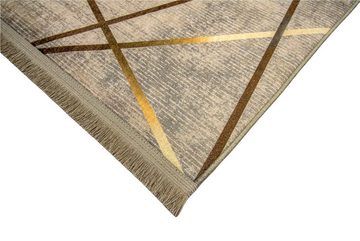 Läufer Sultan 0014, RESITAL The Voice of Carpet, rechteckig, Höhe: 7 mm, Kurzflor, bedruckt, goldfarbene Akzente, mit Bordüre & Fransen