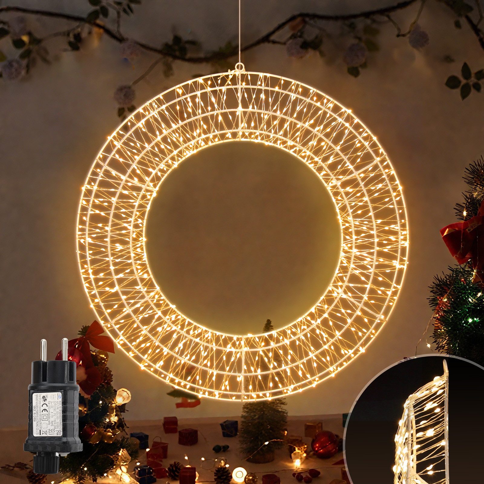 Salcar LED-Lichterkette LED Dekokranz Wandkranz Hängekranz Weihnachtsdeko F günstig online kaufen