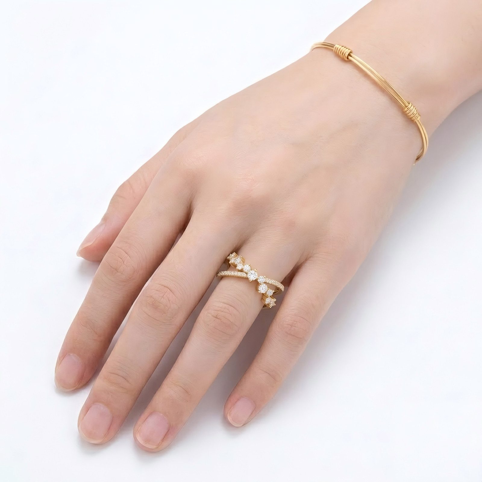 Jumpeak Diamantring Diamantringe für Damen, Ringe aus 585er Gold für Damen, Eheringe, Ring für den Ringfinger, Ring aus echtem Gold, Geschenk für Damen – Bild 4 von 5