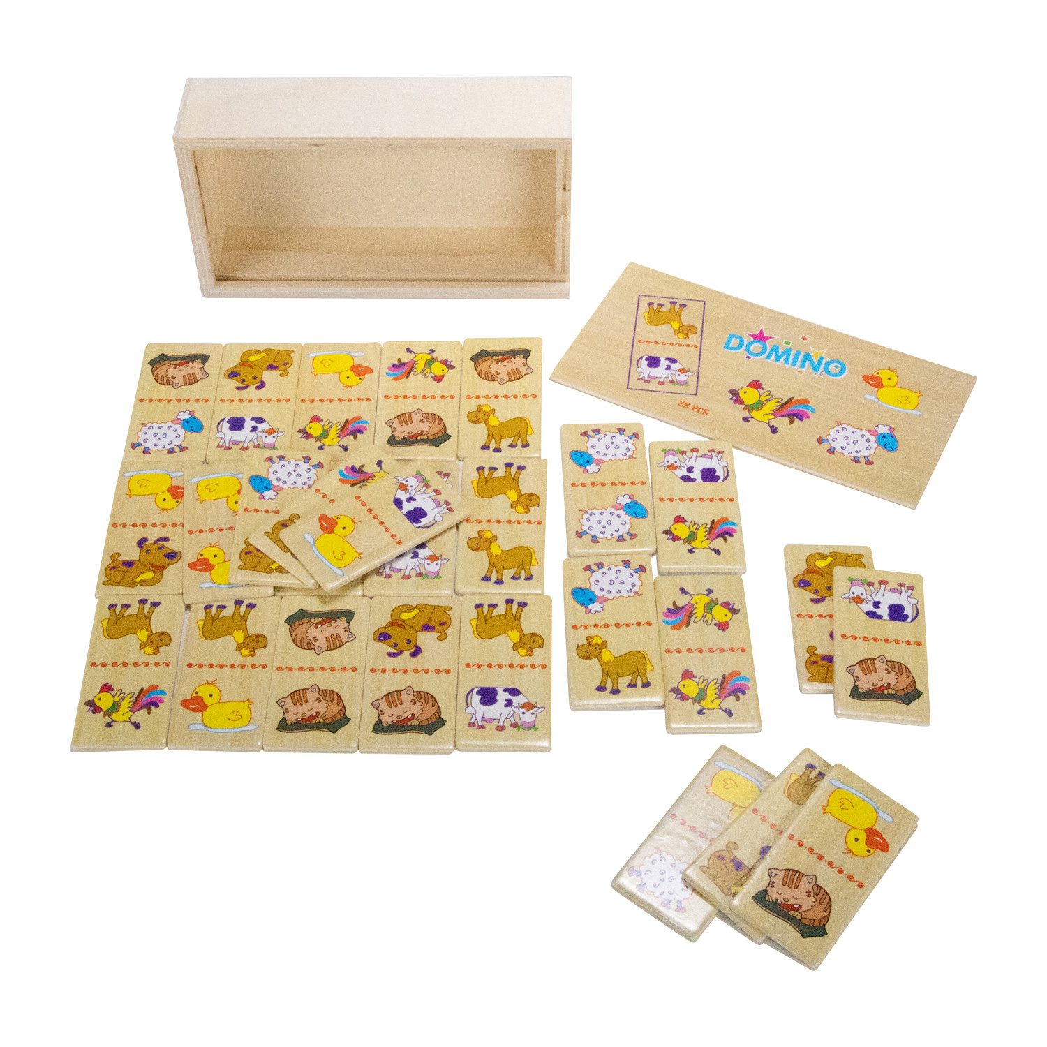 GICO Spielesammlung GICO Holz Domino Tiere für Kinder Erwachsene Reisespiel -7967