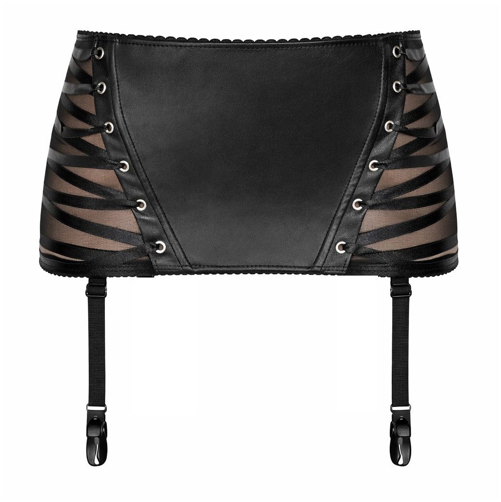 7Heaven Strapsgürtel Wetlook-Optik mit Tüll-Einsätzen und verstellbaren Strapsen