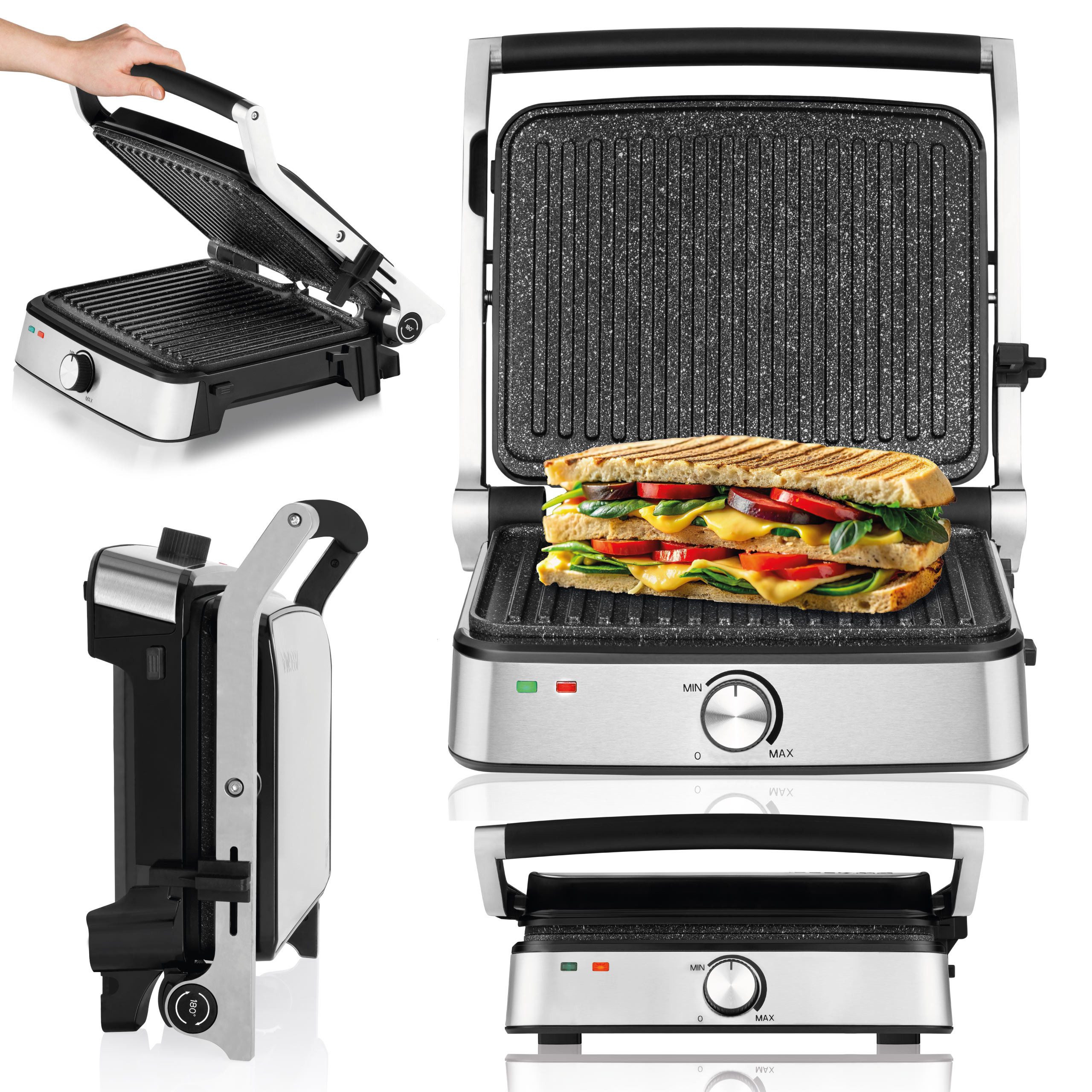 Zeegma Kontaktgrill GRILL CHEF EASY, 2000,00 W, 1345 cm² Grillfläche/LED-Temperaturanzeige/Fettauffangschale