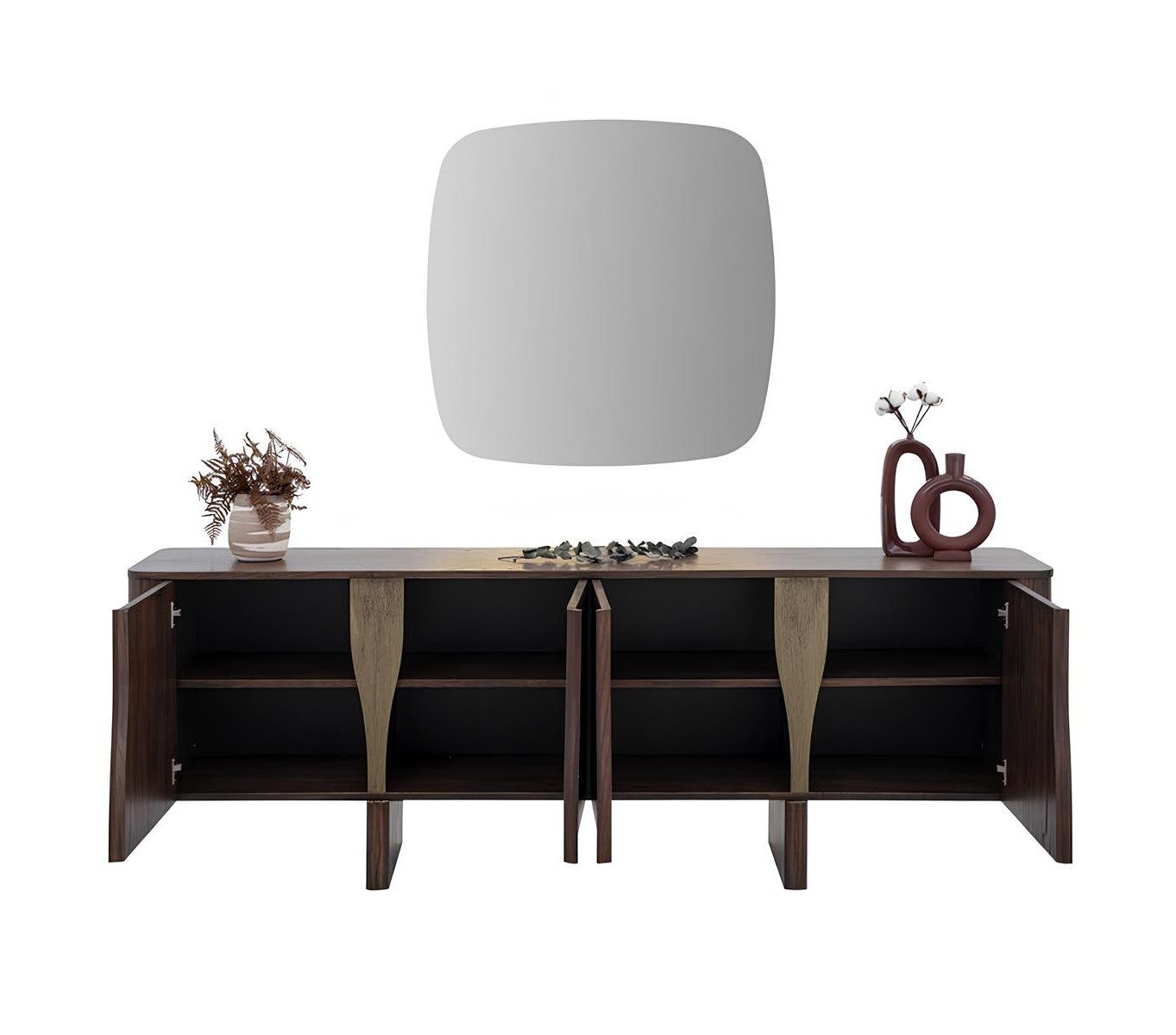 Xlmoebel Anrichte Esszimmer Set Sideboard Spiegel Modern Braun Zuverlässig (2 St., 2-tlg)