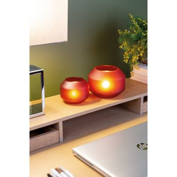 Fink Teelichthalter Teelichthalter / Vase EILEEN - rot - Glas - H.12cm x Ø 15cm (1 St), außen foliert - mundgeblasen